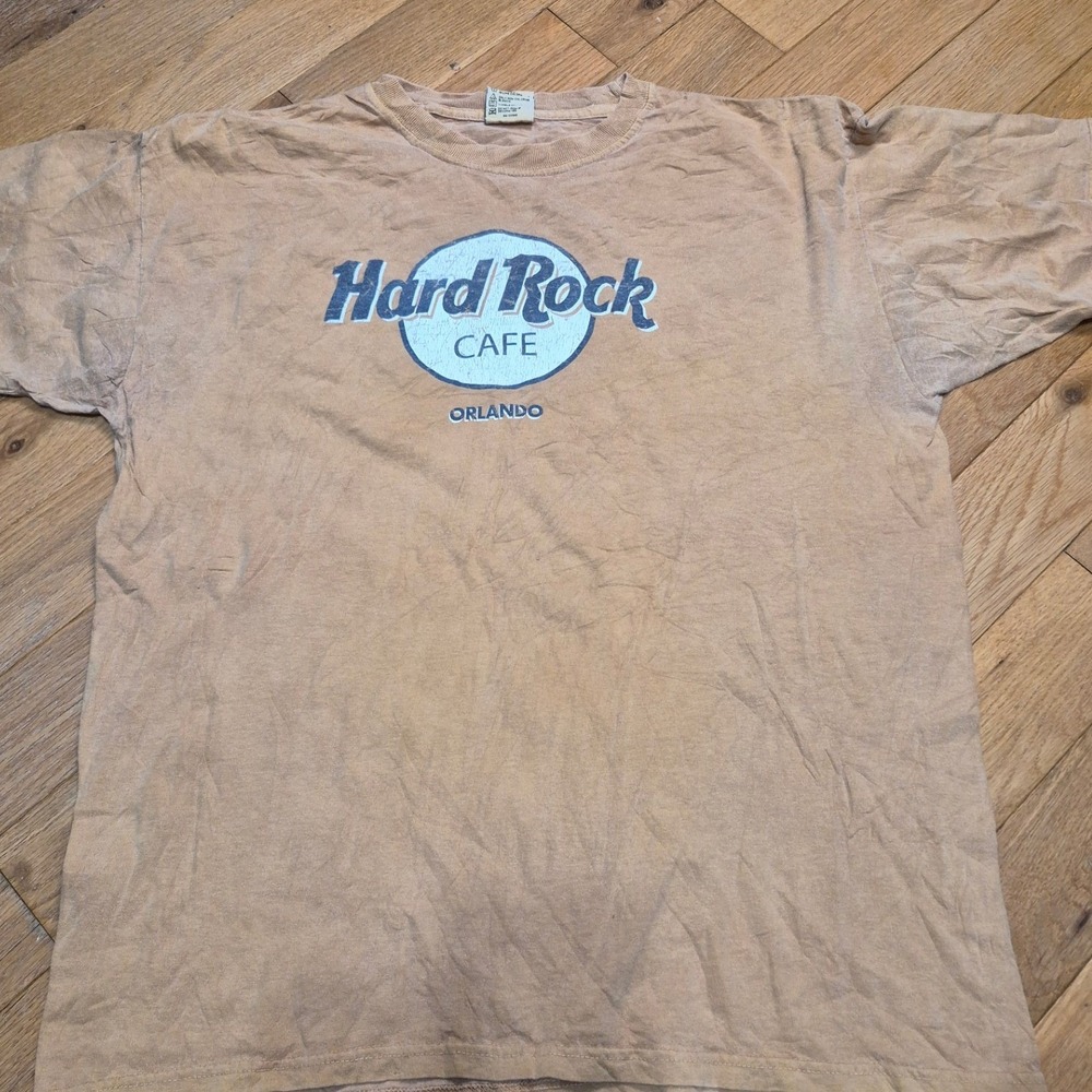 Vintage Hard Rock Cafe Orlando T Shirt Tan Save The Planet Logo Mens Large